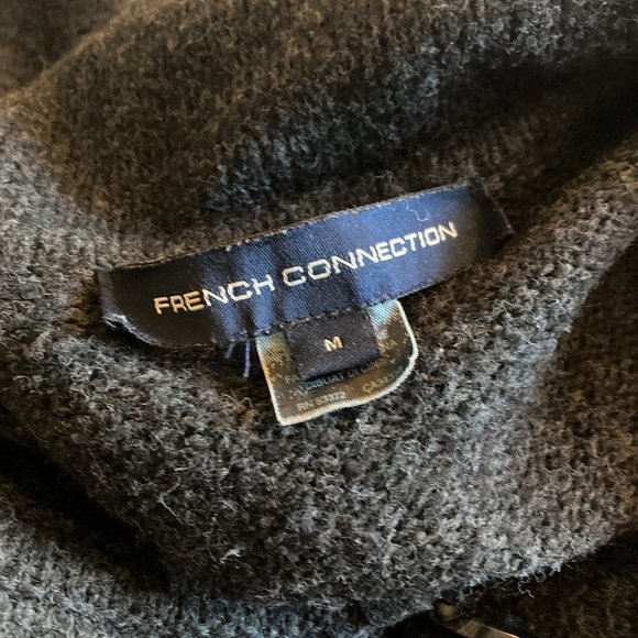 French Connection knit long grey cardigan wrap wool blend sweater, oversized - Picture 4 of 8